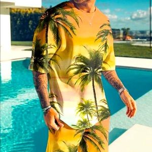 COCONUT TREE PRINTED SPORTS SUIT
